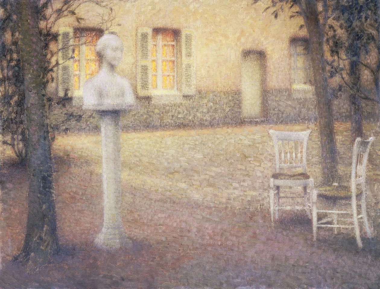 Henri Le Sidaner - Il busto nel giardino al crepuscolo